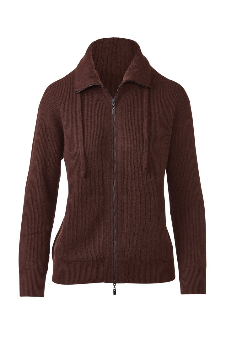 Kinross Rib Zip Mock Cardigan available at Barbara Katz
