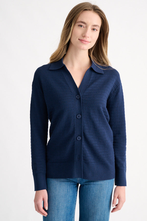 Kinross Easy Horizontal Rib Cardigan available at Barbara Katz