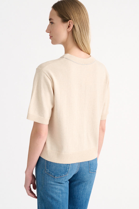 Kinross Tipped Short Sleeve Crew Sweater available at Barbara Katz