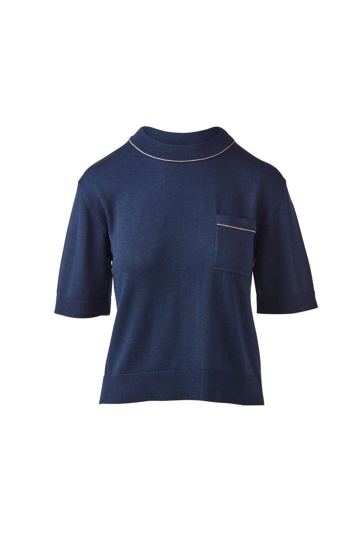 Kinross Tipped Short Sleeve Crew Sweater available at Barbara Katz
