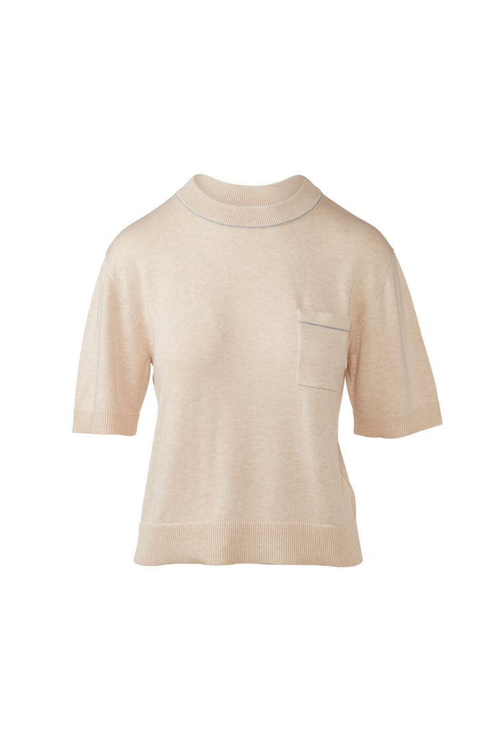 Kinross Tipped Short Sleeve Crew Sweater available at Barbara Katz