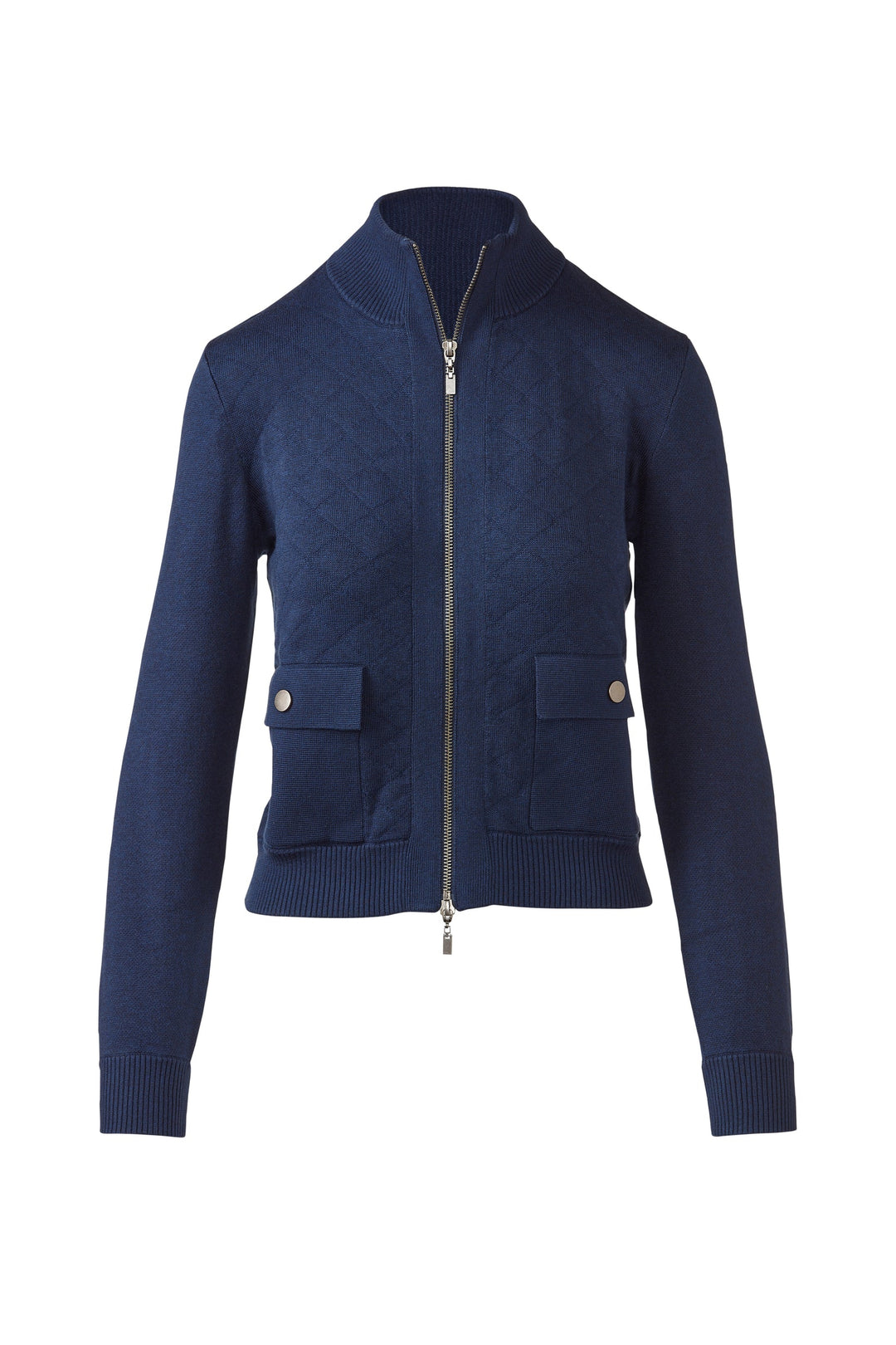 Kinross Quilted Zip Mock Cardigan available at Barbara Katz