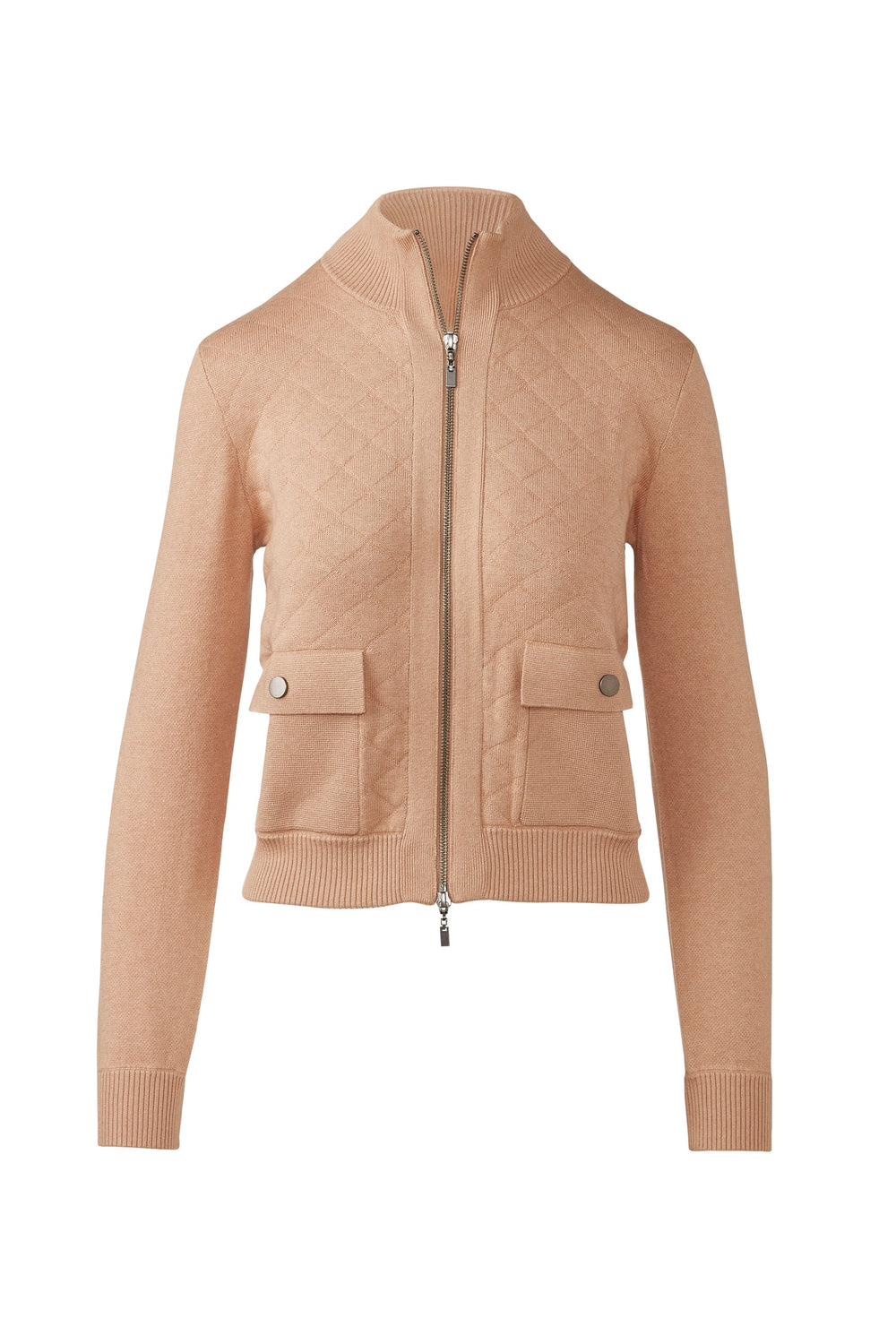 Kinross Quilted Zip Mock Cardigan available at Barbara Katz