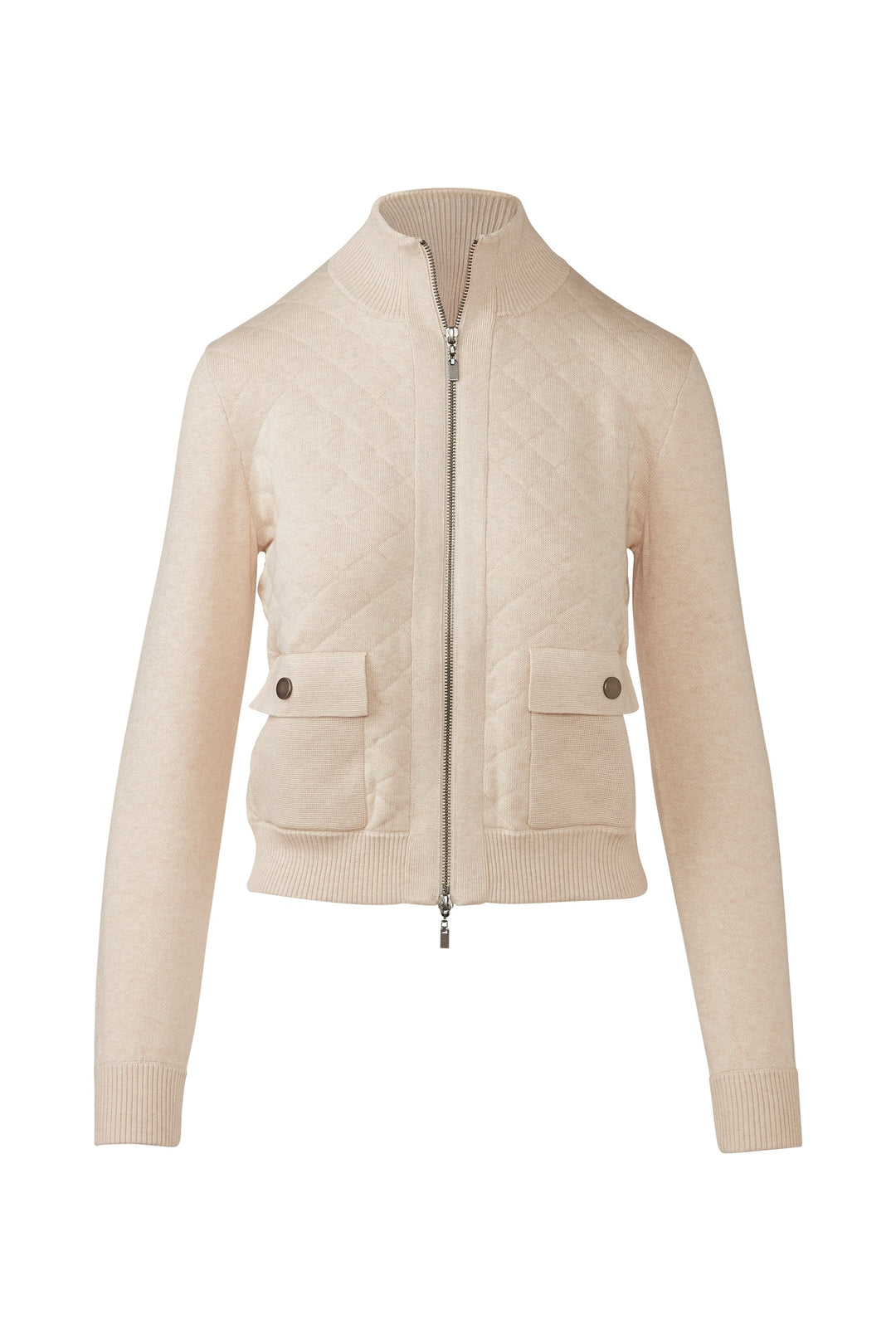 Kinross Quilted Zip Mock Cardigan available at Barbara Katz