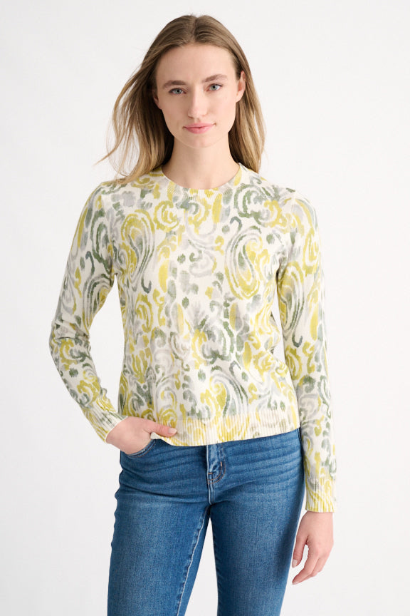PAISLEY PRINT CREW SWEATER