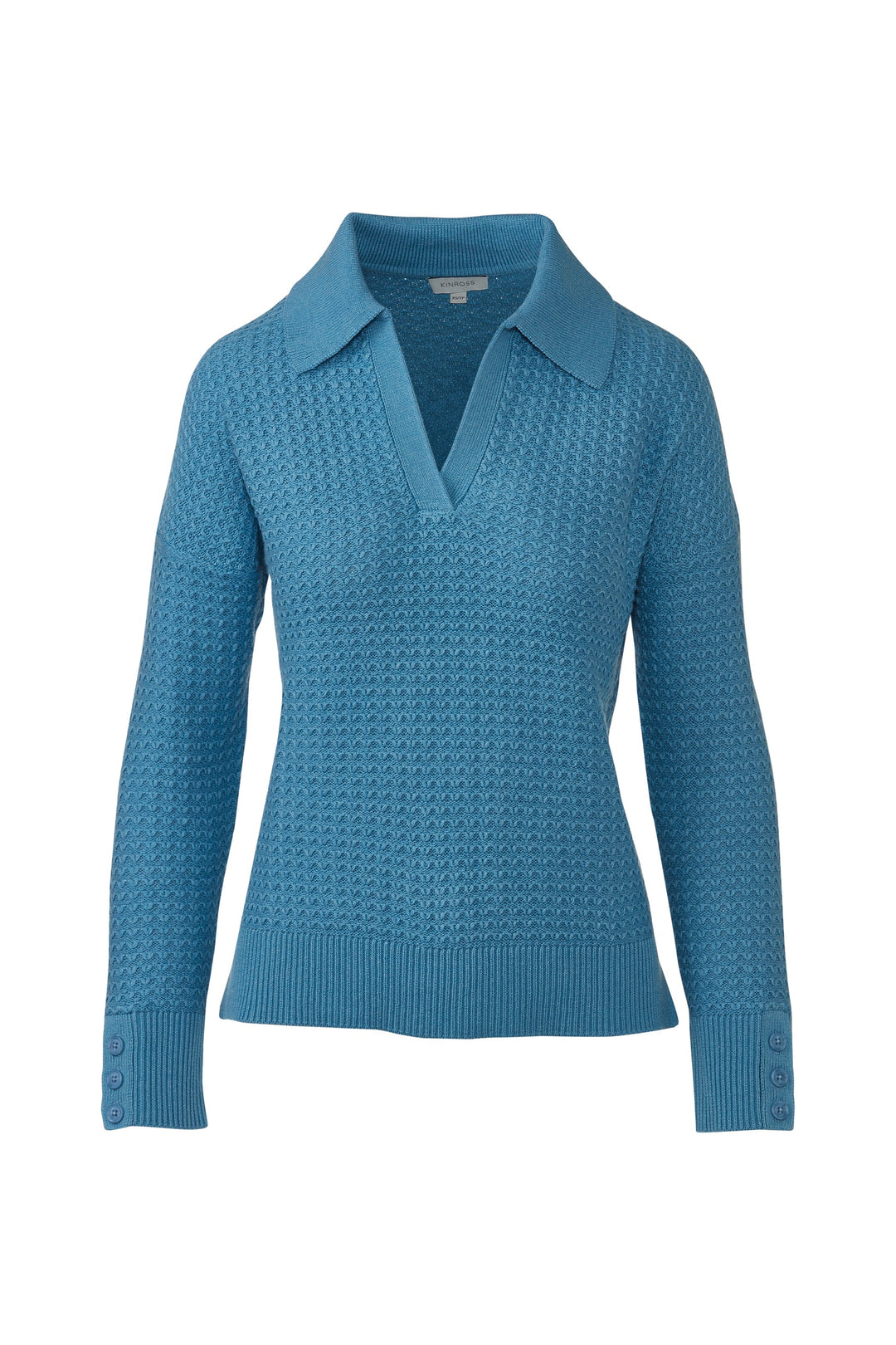 Kinross Textured Splitneck Polo available at Barbara Katz