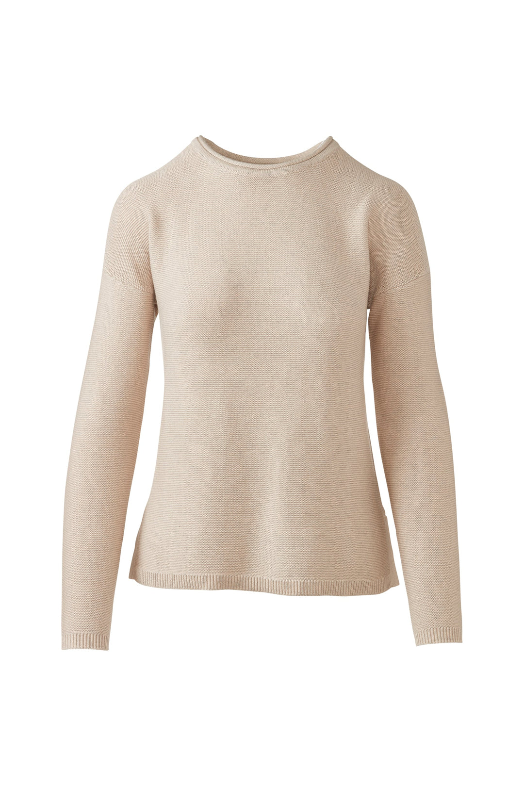 Kinross Micro Garter Hi Low Crew Sweater available at Barbara Katz