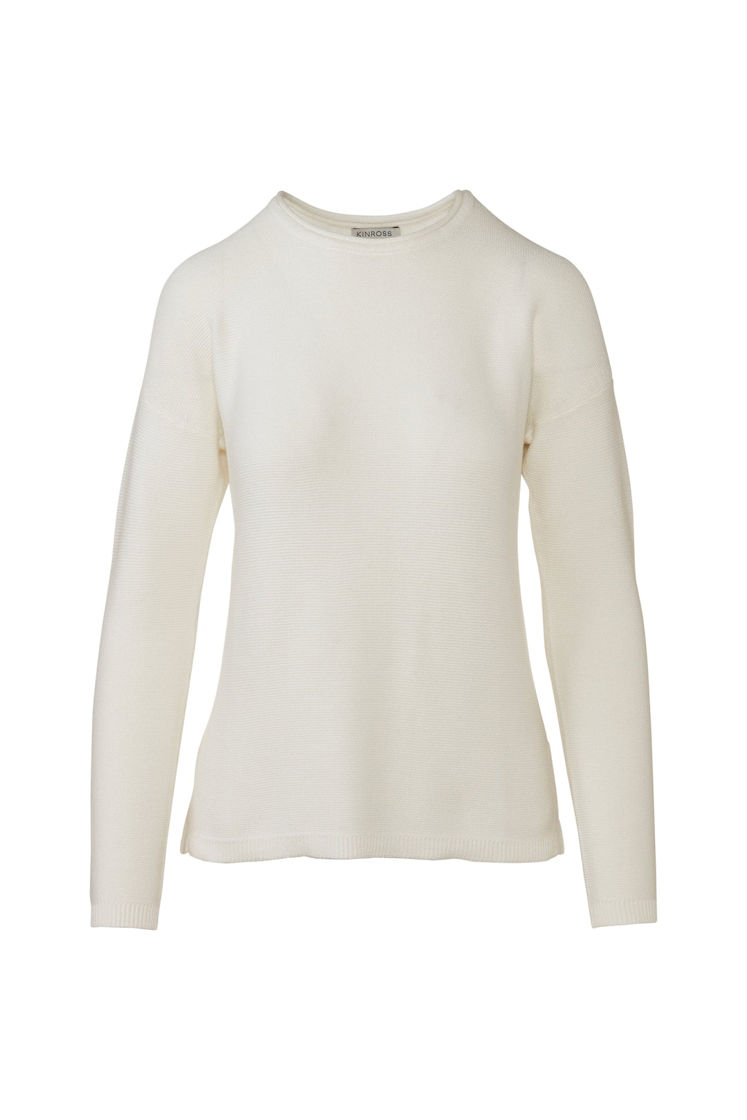 Kinross Micro Garter Hi Low Crew Sweater available at Barbara Katz