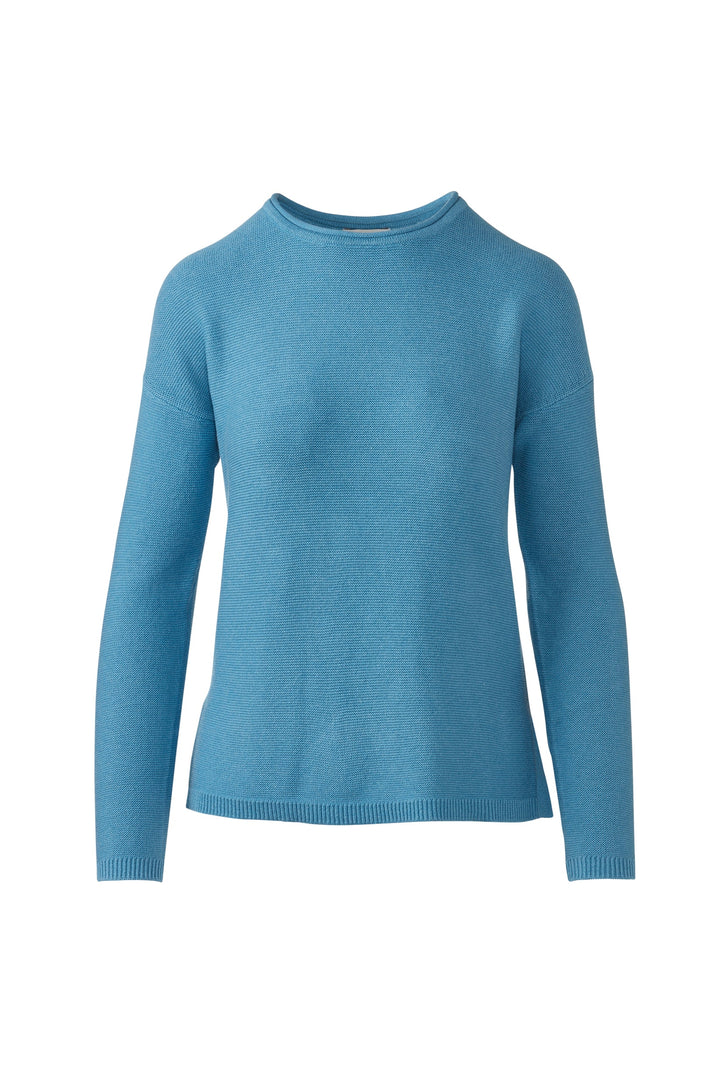 Kinross Micro Garter Hi Low Crew Sweater available at Barbara Katz
