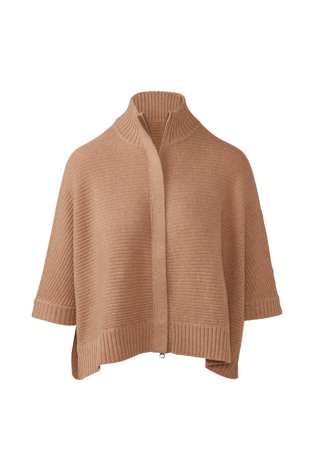 Kinross Rib Zip Mock Short Sleeves Cardigan available at Barbara Katz