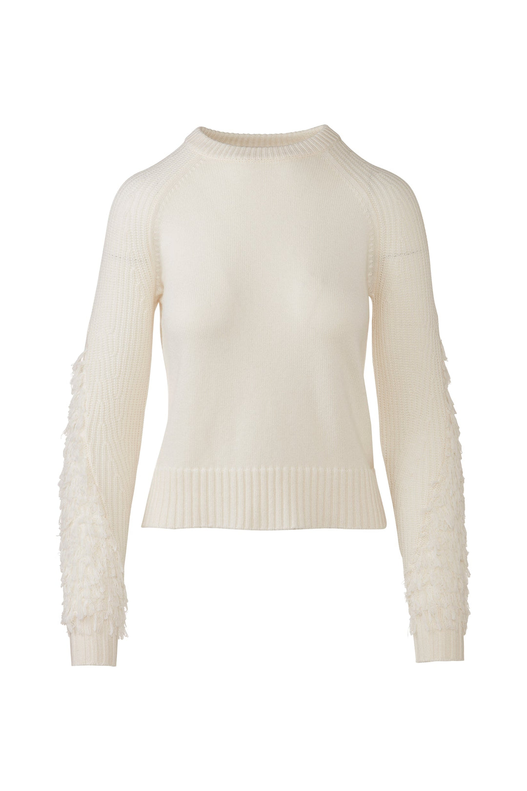 Kinross Fringe Sleeve Crew Sweater available at Barbara Katz