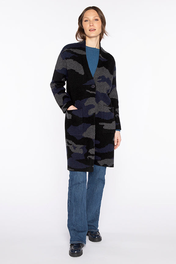 Kinross Camo Cardigan in Black available at Barbara Katz