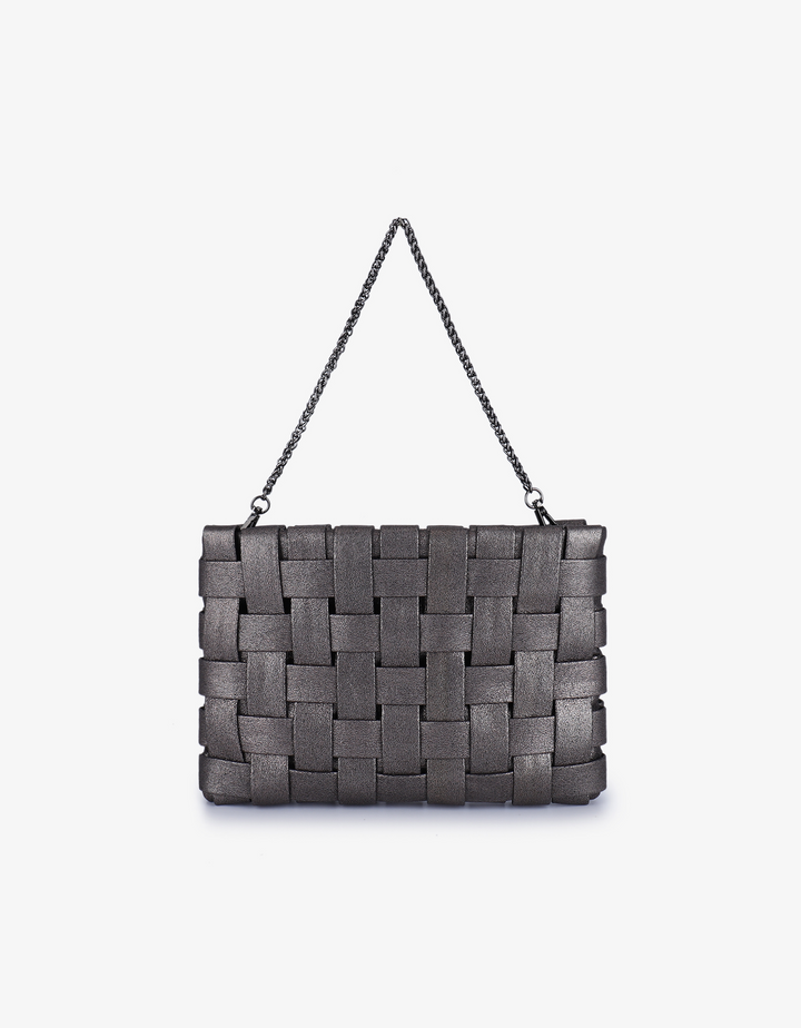 Remi/Reid Lindy Large Woven Clutch Bag in Anthracite available at Barbara Katz