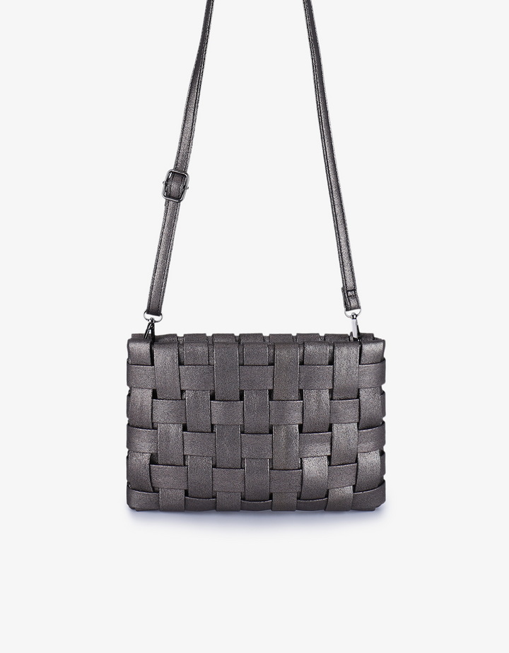 Remi/Reid Lindy Large Woven Clutch Bag in Anthracite available at Barbara Katz