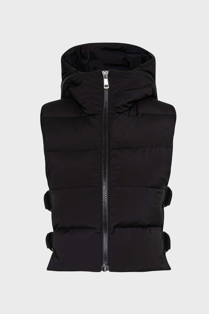 Adroit Atelier Lola Quilted Full Zip Gilet With Adjustable Side Buckles - Black available at Barbara Katz
