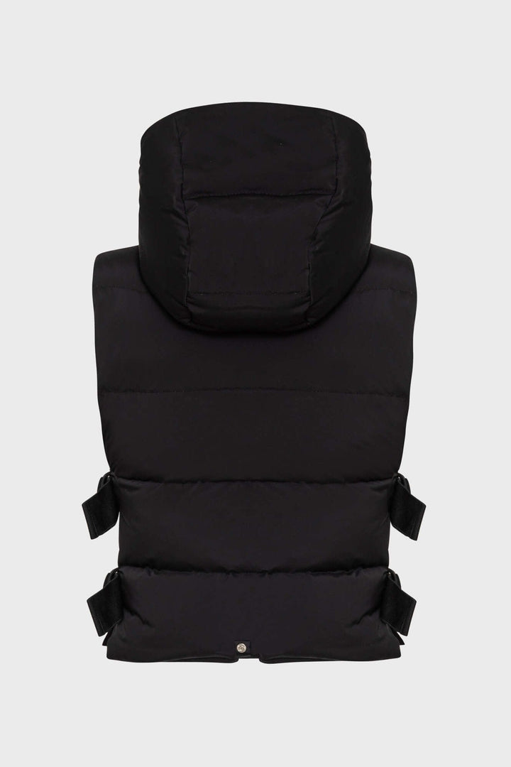 Adroit Atelier Lola Quilted Full Zip Gilet With Adjustable Side Buckles - Black available at Barbara Katz
