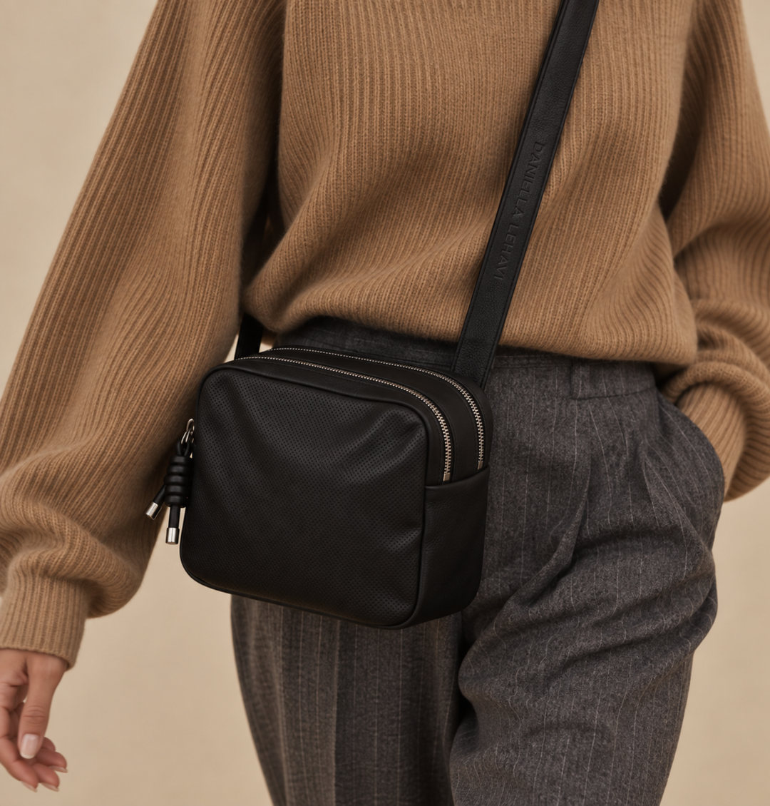 Daniella Lehavi Louise Loop Mini Box Crossbody Bag in Black available at Barbara Katz