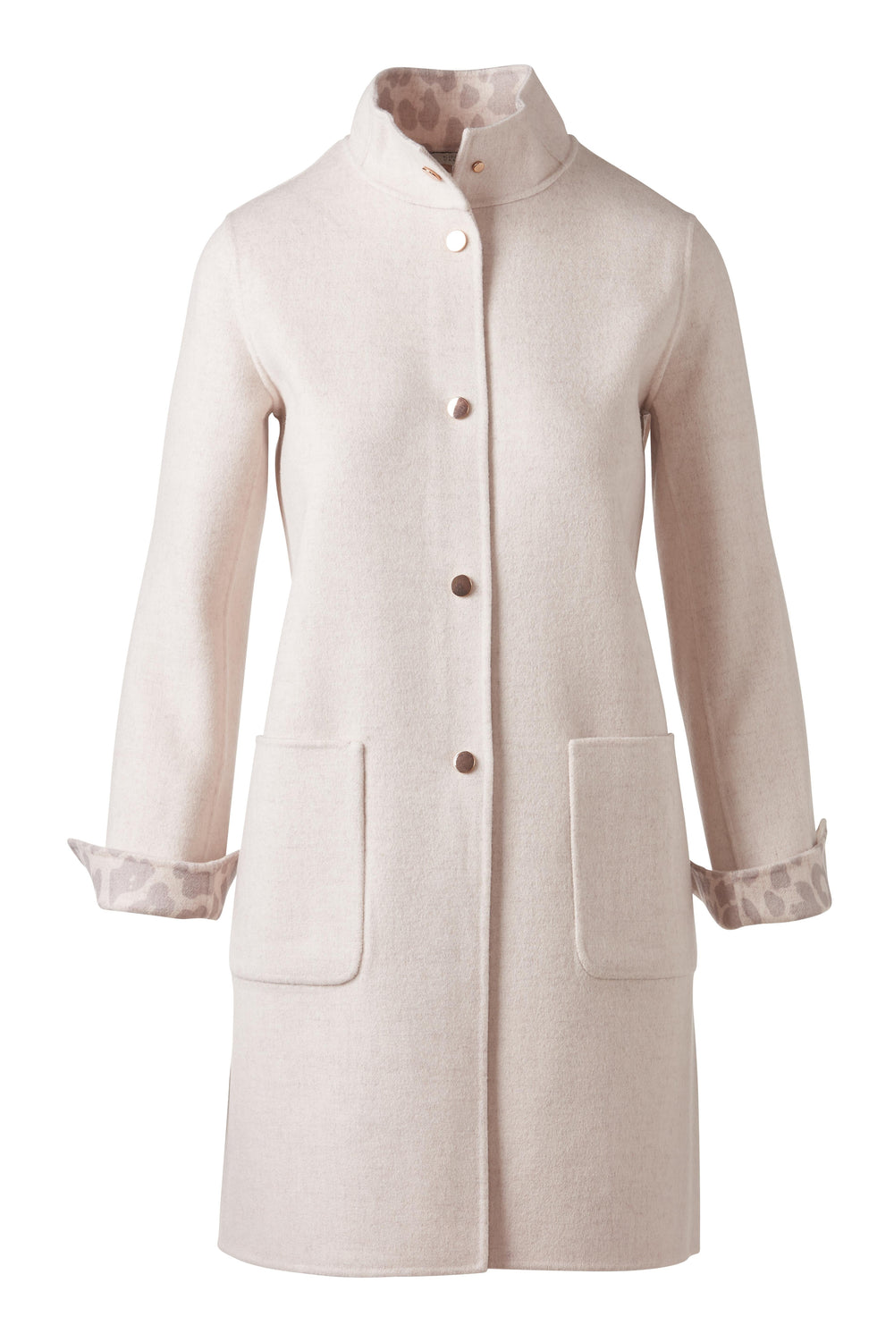 Kinross Reversible Leopard Print Coat in Cameo Multi available at Barbara Katz