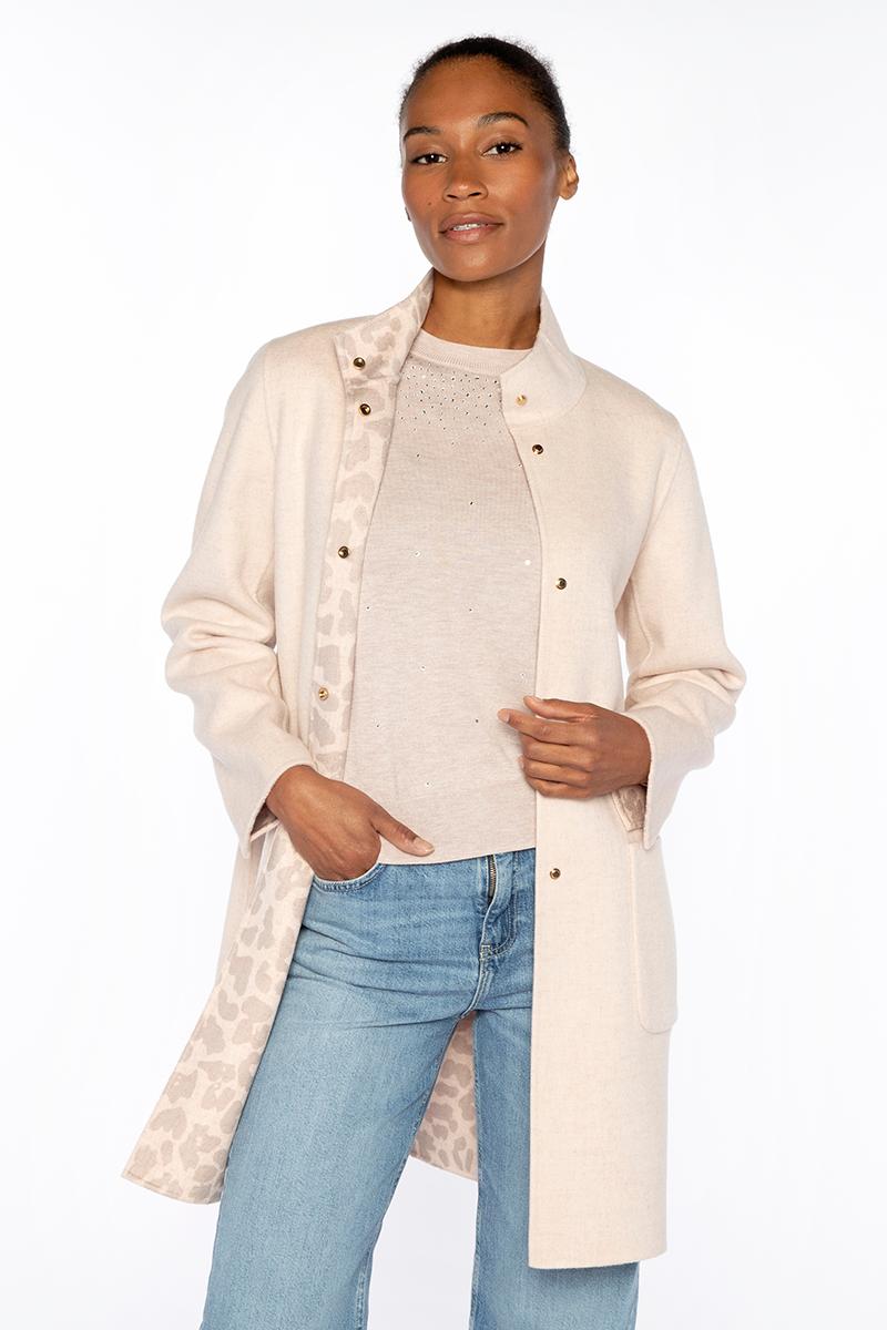 Kinross Reversible Leopard Print Coat in Cameo Multi available at Barbara Katz