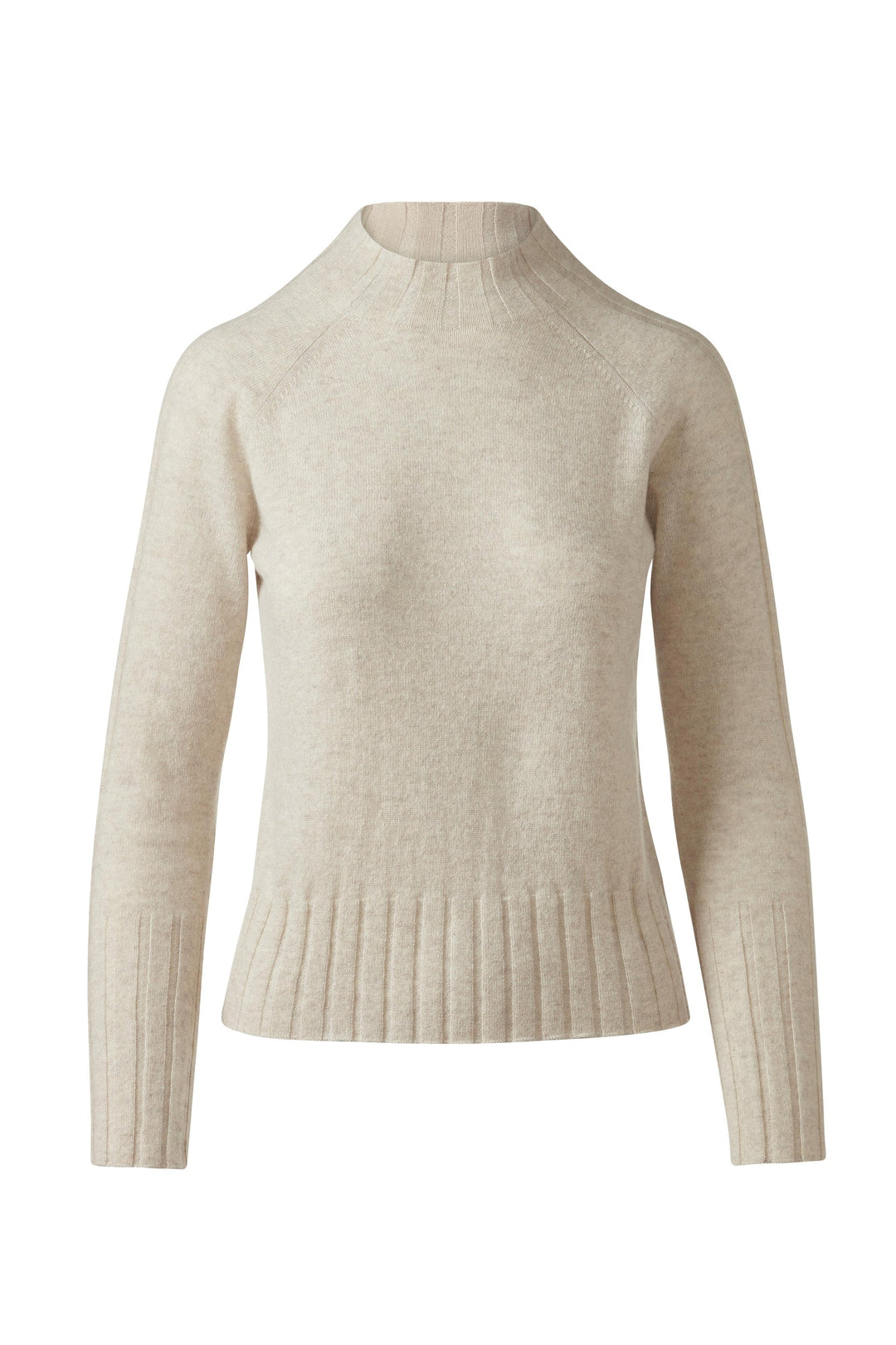 Kinross Cashmere Rib Trim Funnel Sweater available at Barbara Katz