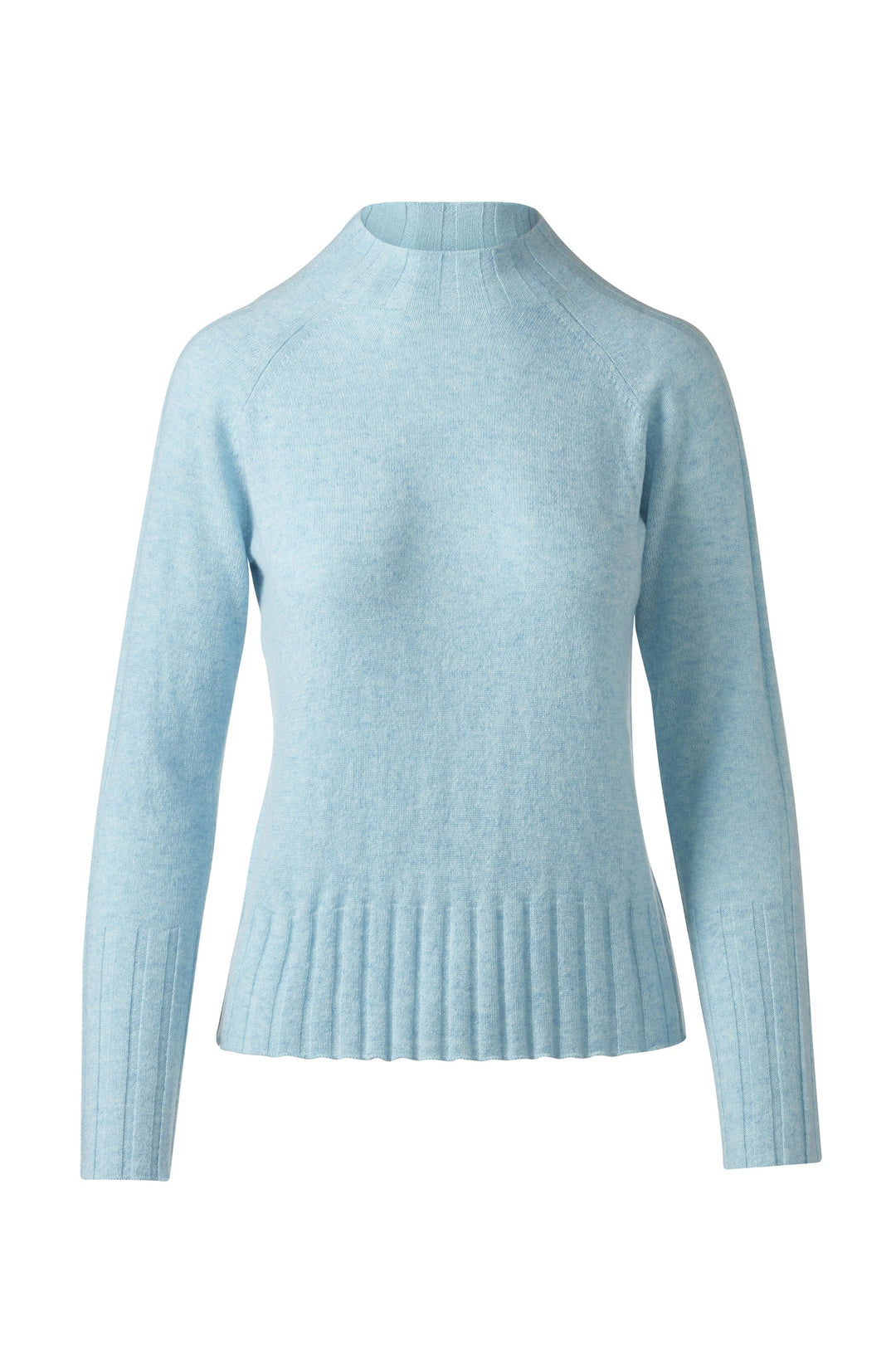 Kinross Cashmere Rib Trim Funnel Sweater available at Barbara Katz