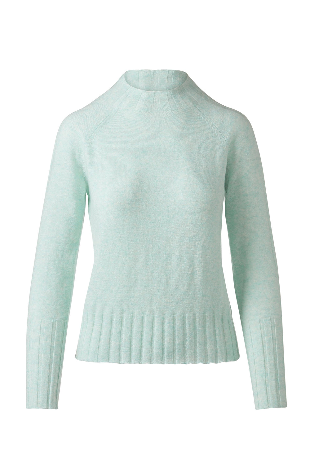 Kinross Cashmere Rib Trim Funnel Sweater available at Barbara Katz
