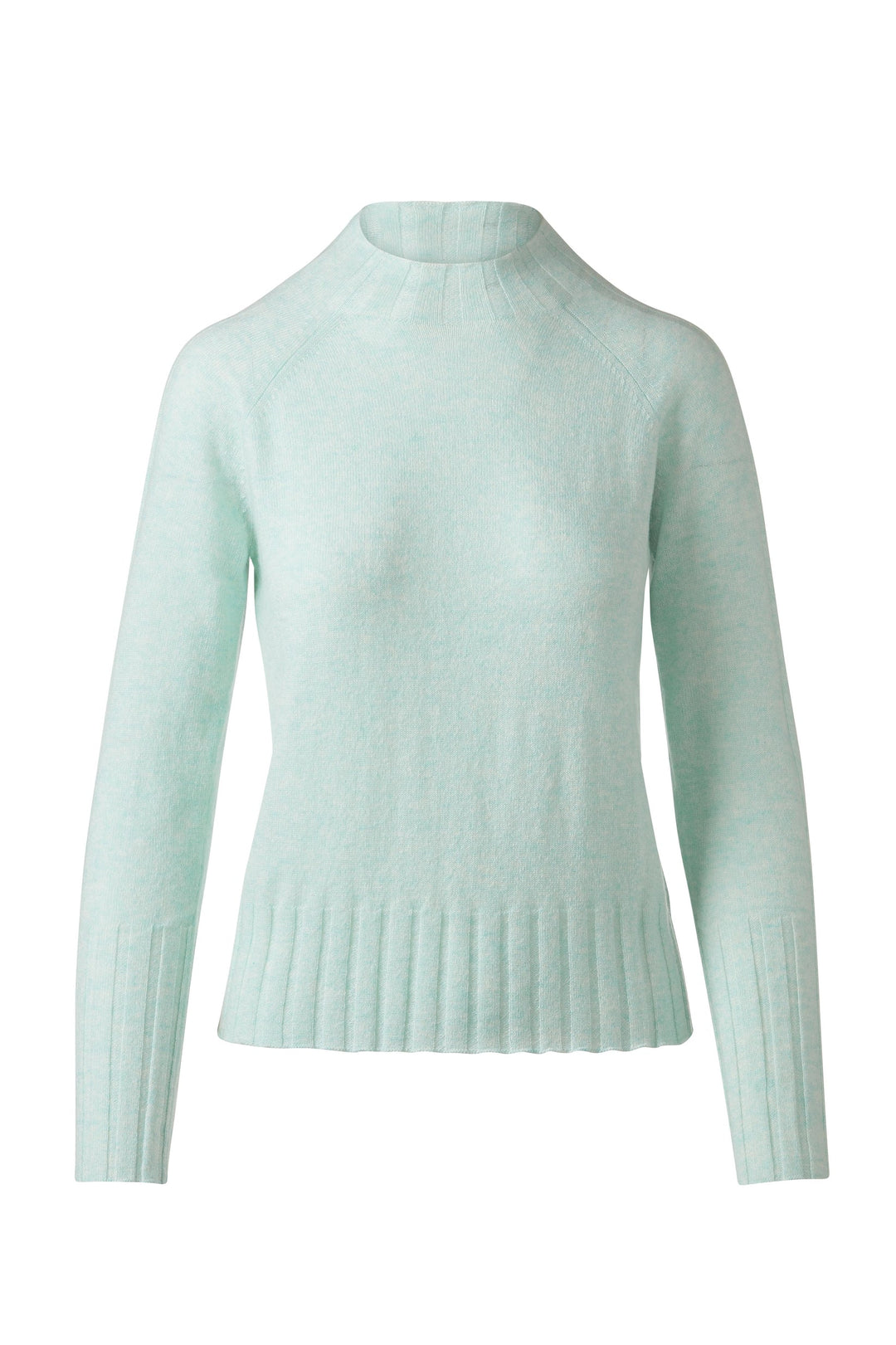 Kinross Cashmere Rib Trim Funnel Sweater available at Barbara Katz