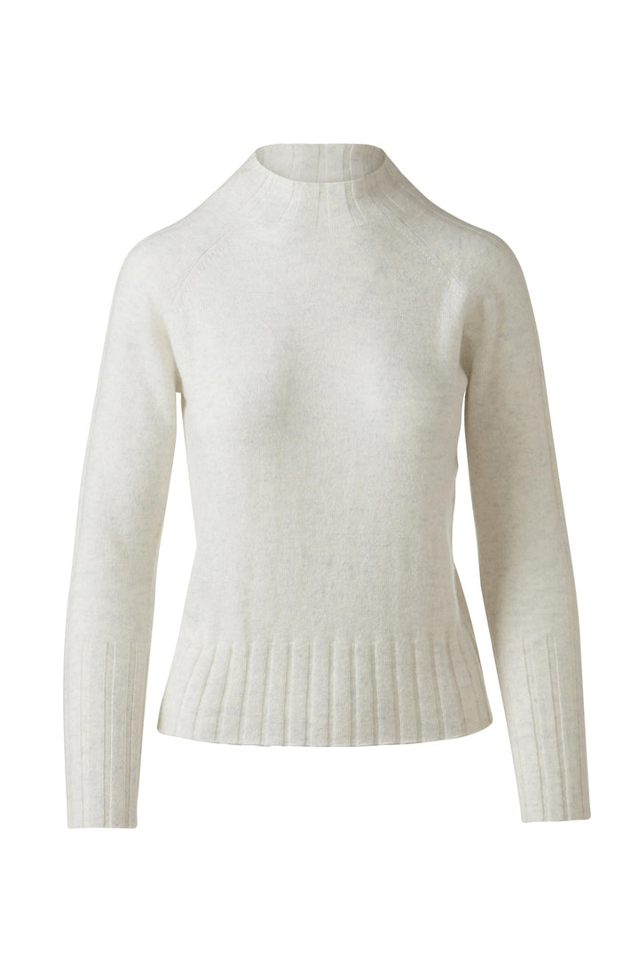 Kinross Cashmere Rib Trim Funnel Sweater available at Barbara Katz