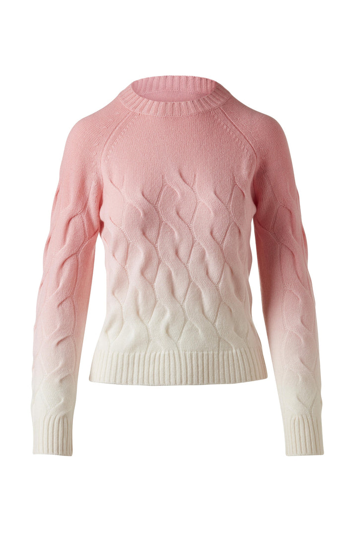 Coral Kinross Wandering Cable Ombre Crew Sweater available at Barbara Katz