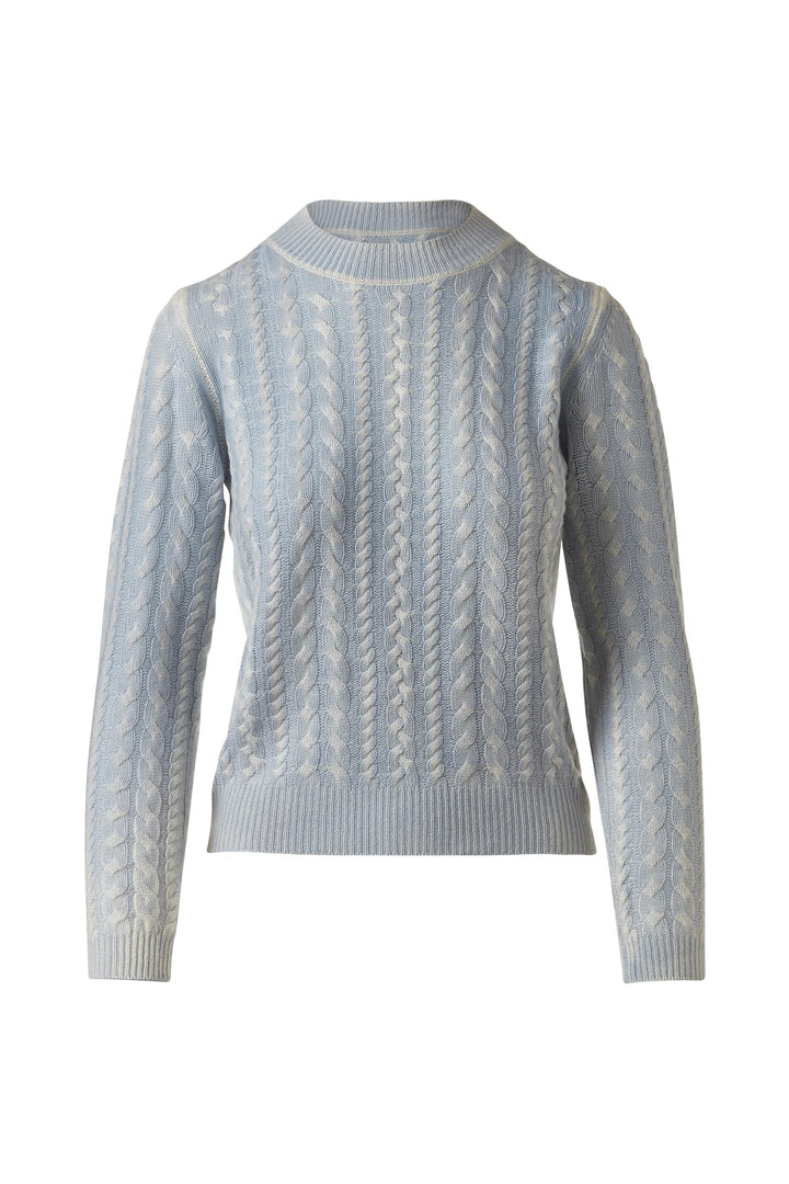 Kinross Spray Print Cable Crew Sweater available at Barbara Katz