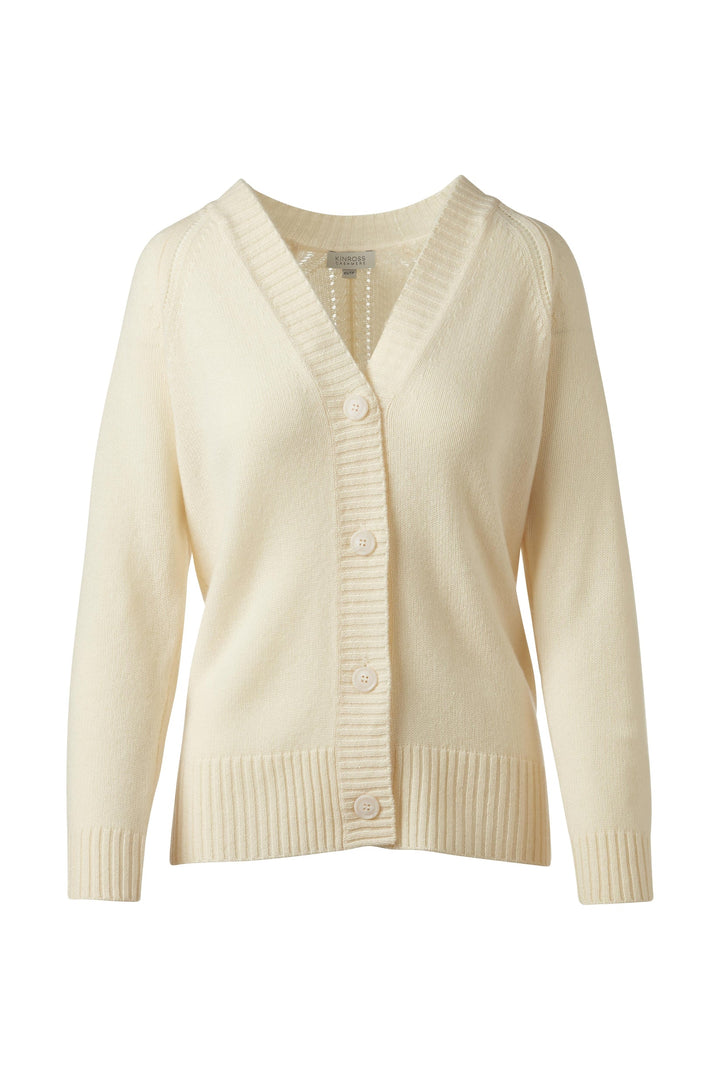 Kinross Cashmere Easy Vee Cardigan available at Barbara Katz
