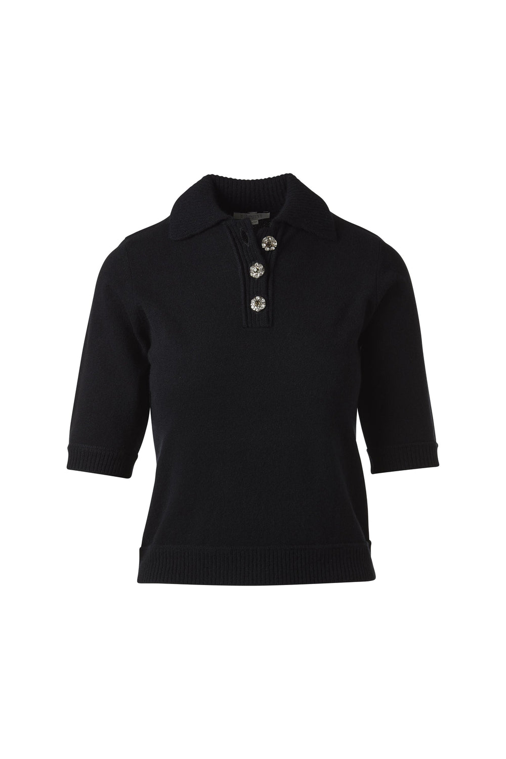 Kinross Crystal Button Elbow Sleeve Polo available at Barbara Katz