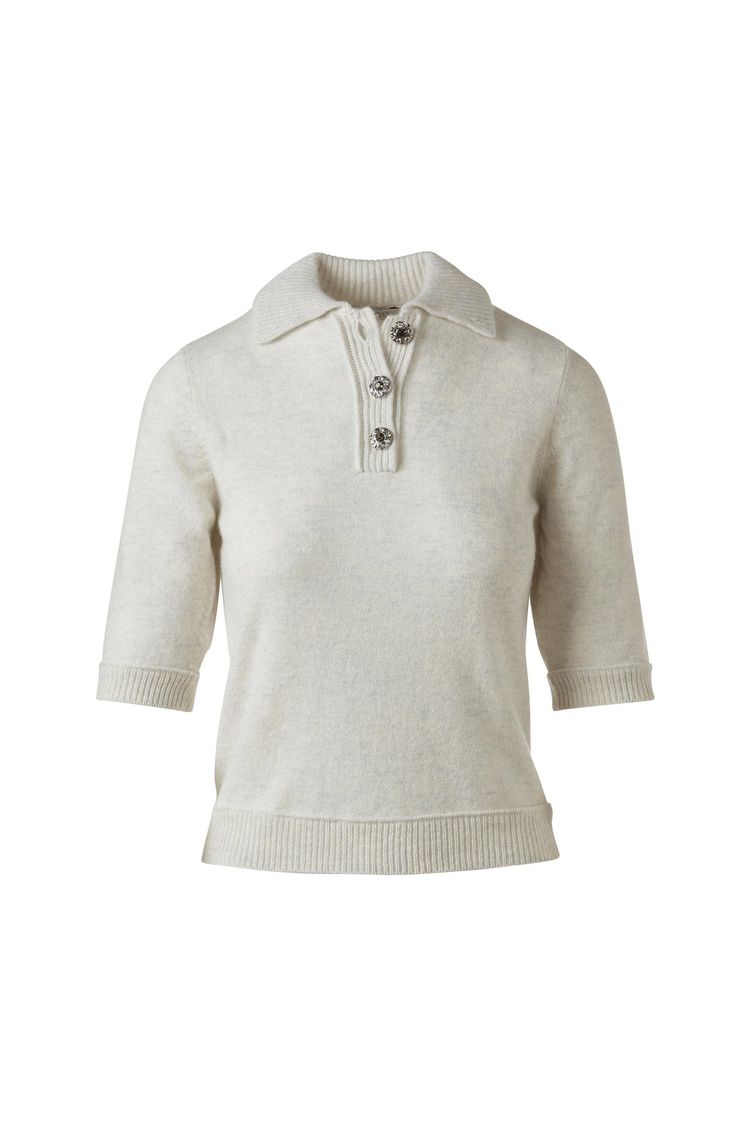 Kinross Crystal Button Elbow Sleeve Polo available at Barbara Katz