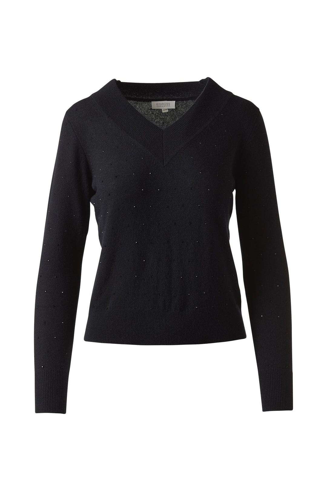Kinross Cashmere Crystal Vee Sweater available at Barbara Katz
