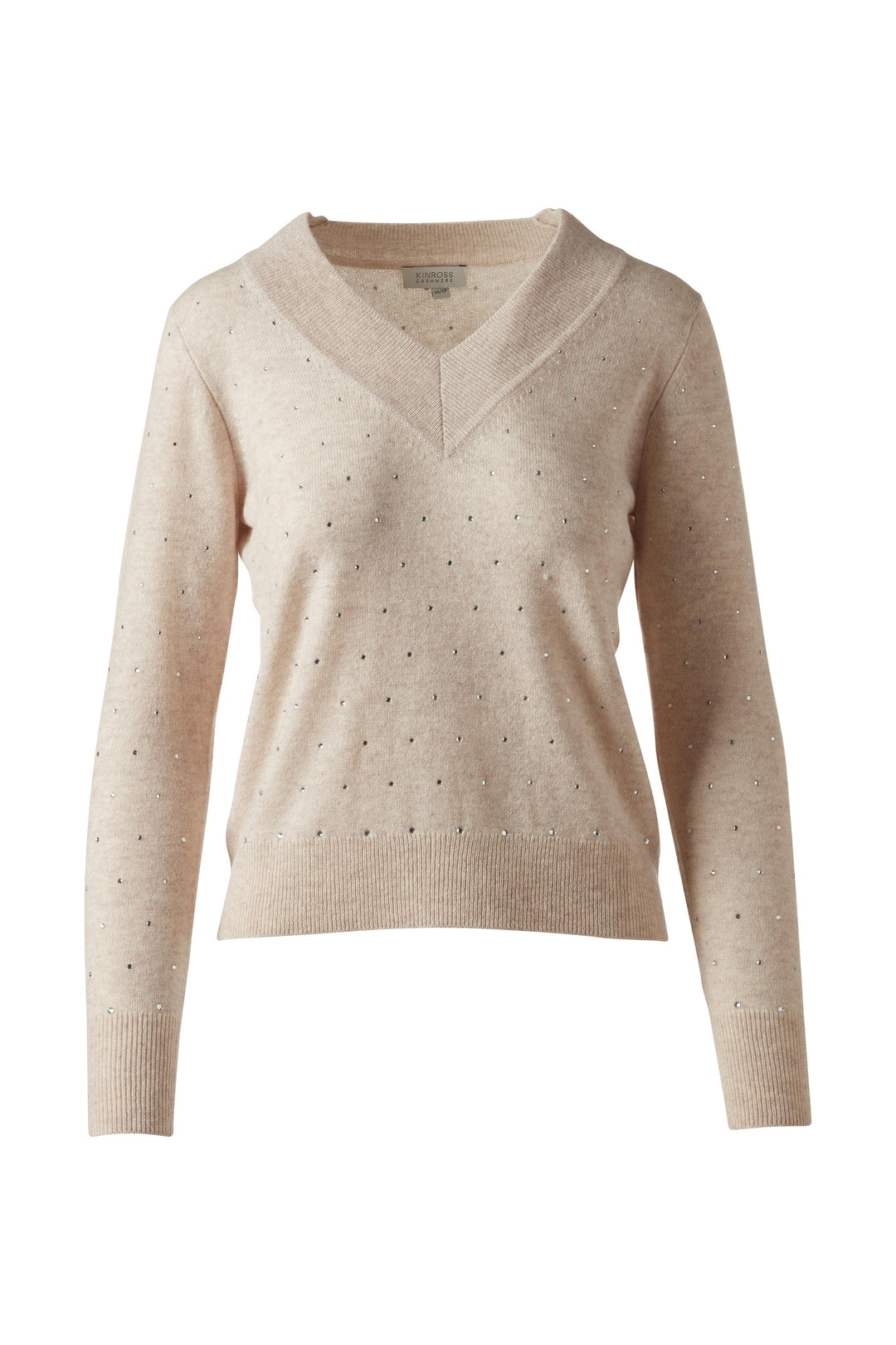Kinross Cashmere Crystal Vee Sweater available at Barbara Katz