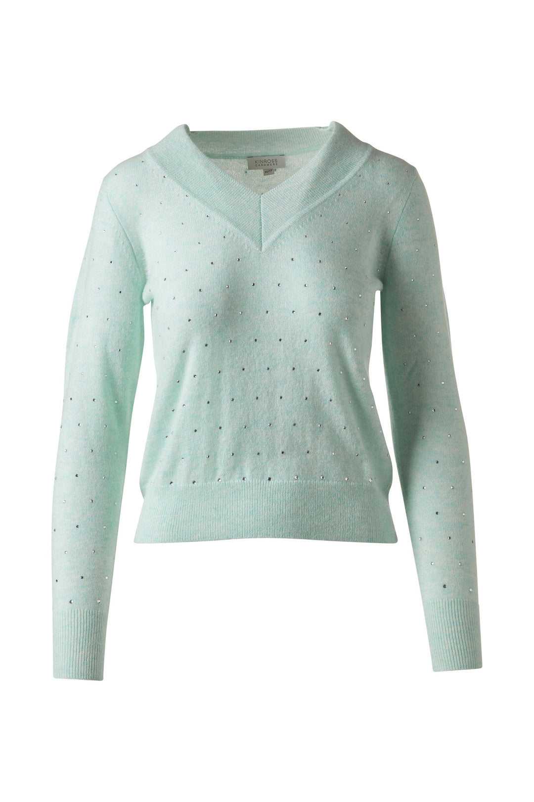 Kinross Cashmere Crystal Vee Sweater available at Barbara Katz