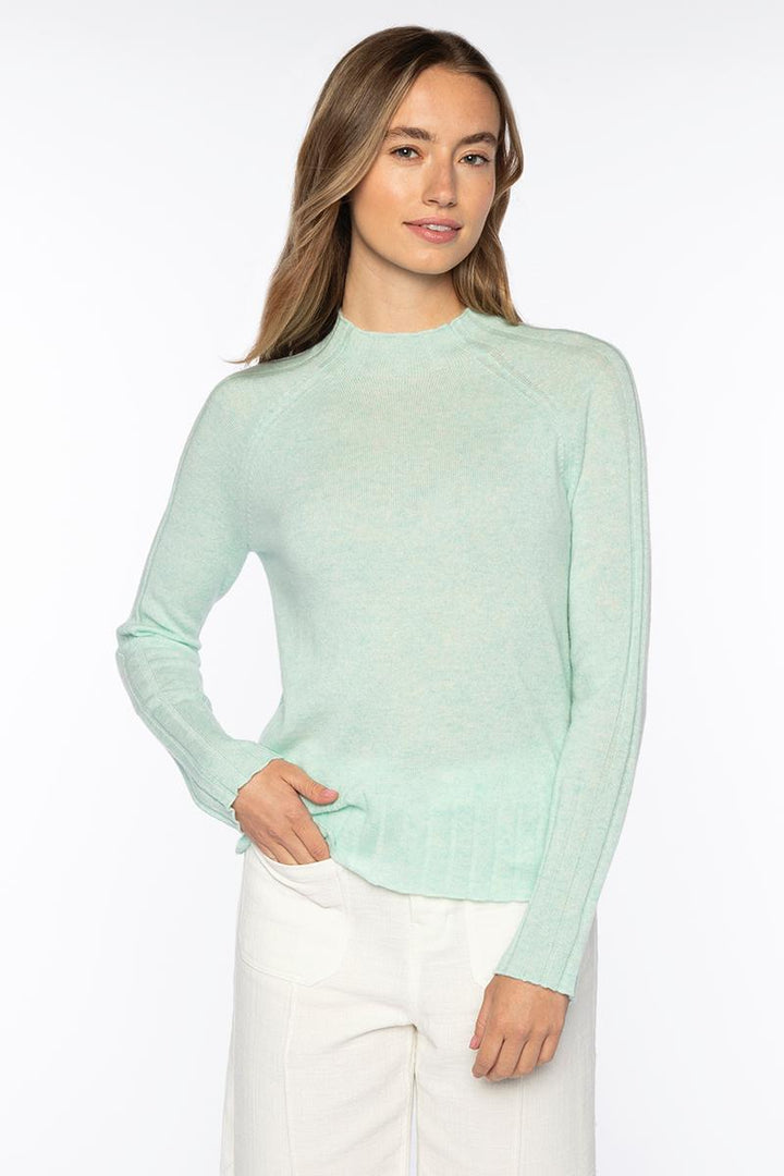 Rib Trim Funnel Sweater
