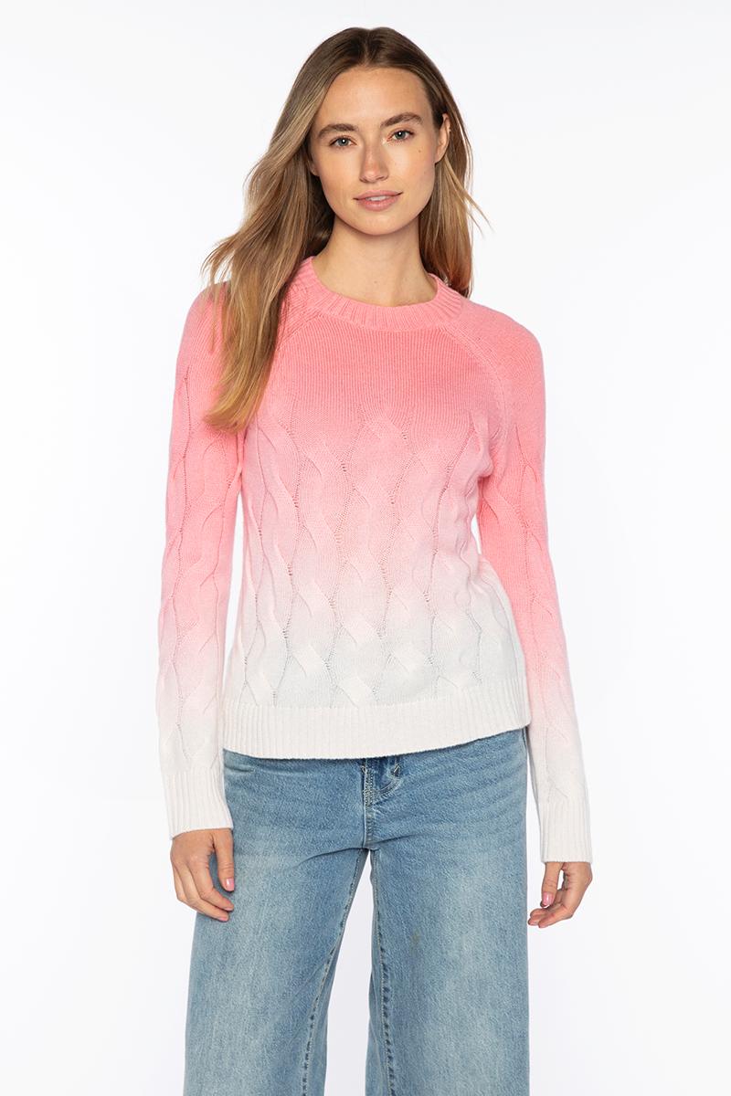 Kinross Wandering Cable Ombre Crew Sweater available at Barbara Katz