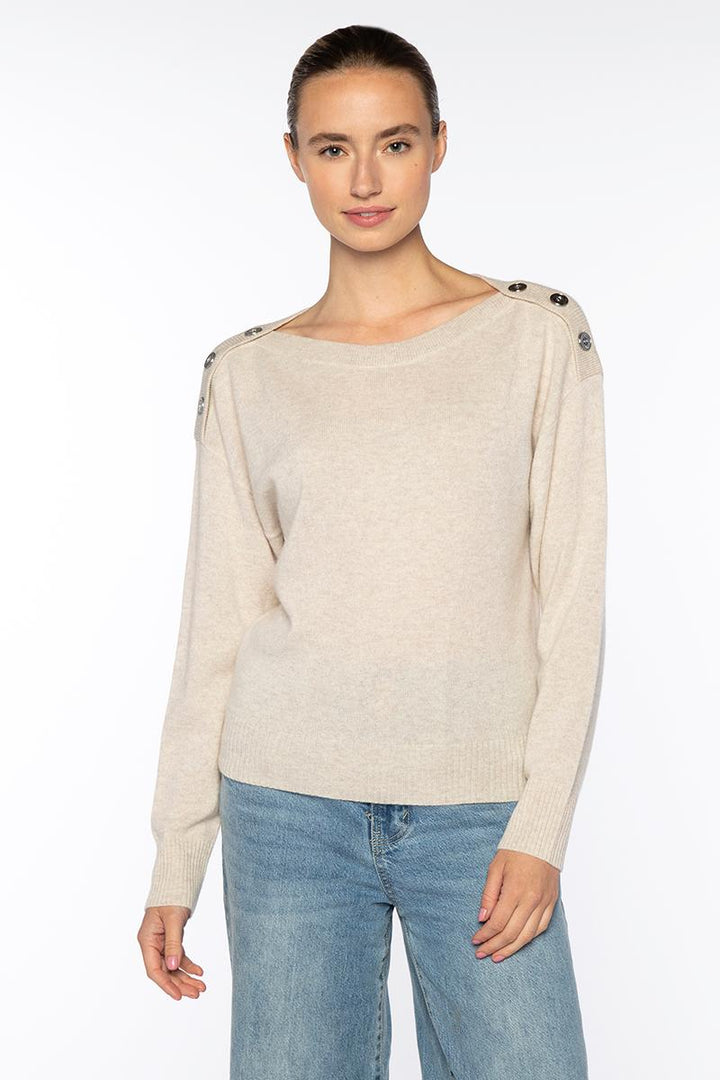 Kinross Buttoned Shoulder Pullover Sweater available at Barbara Katz