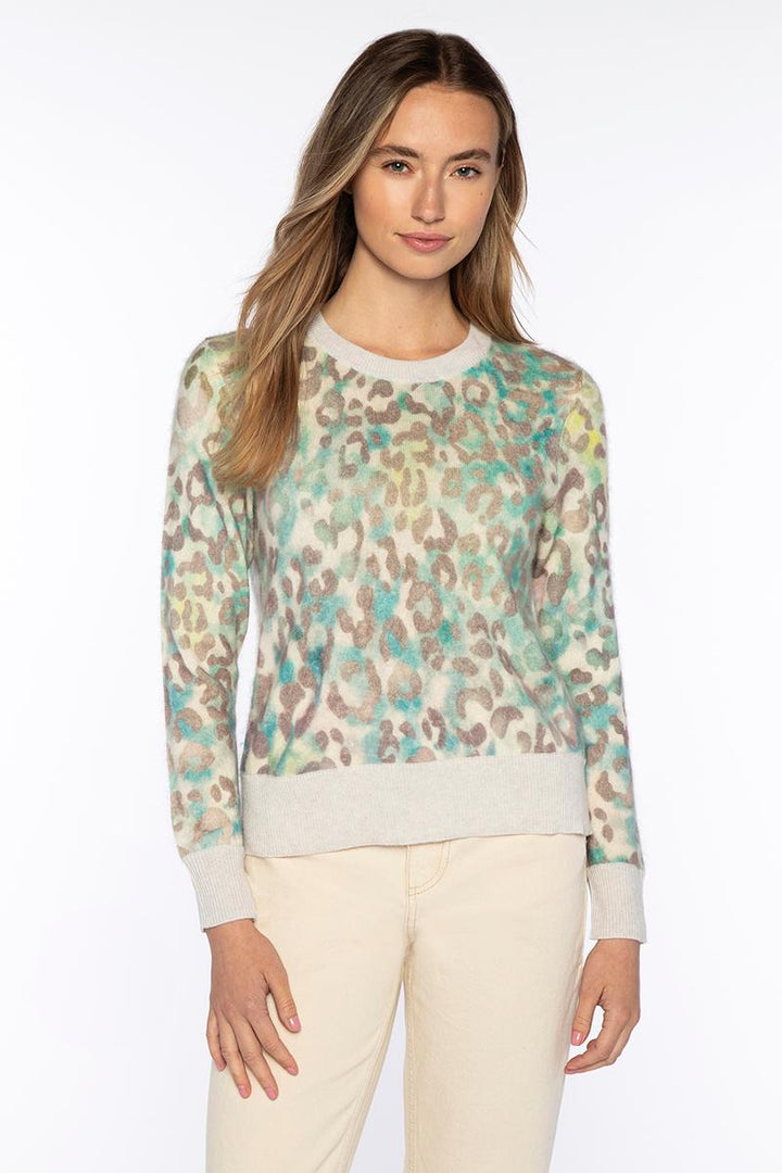 Brushed Leopard Print Crew Sweater