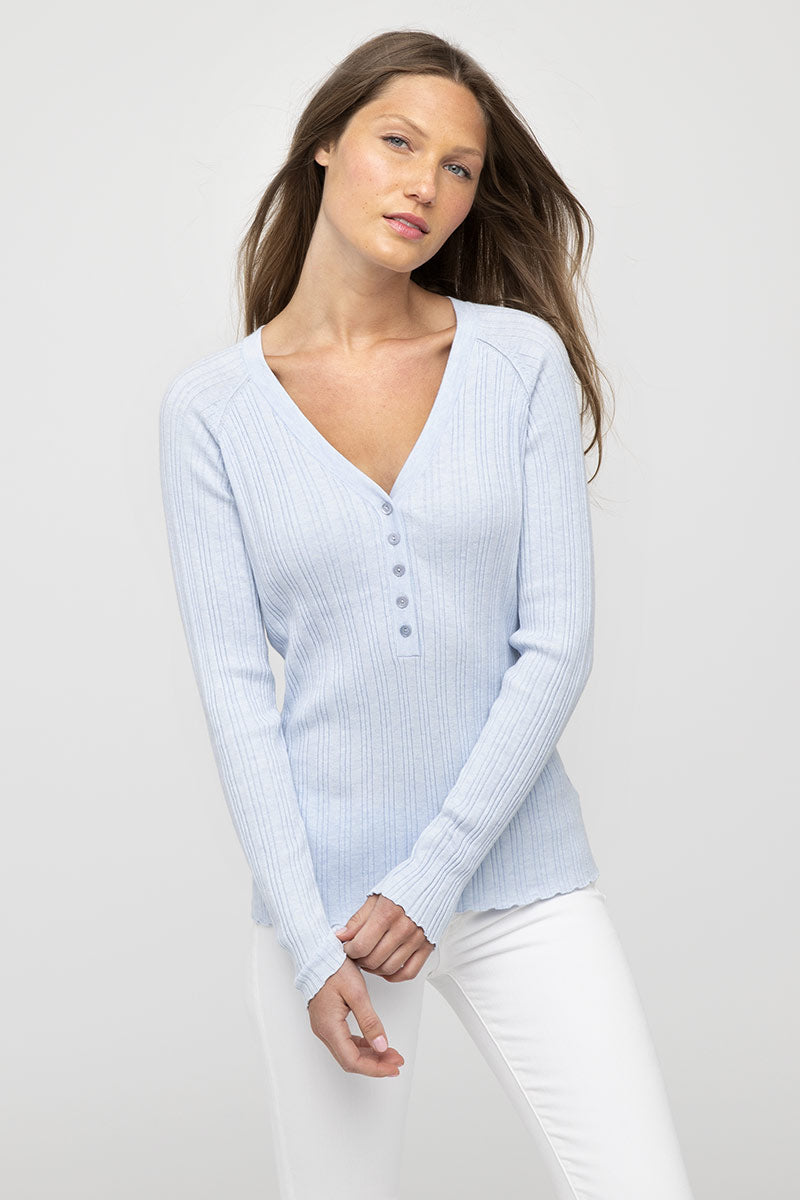 Kinross Fitted Rib Henley available at Barbara Katz