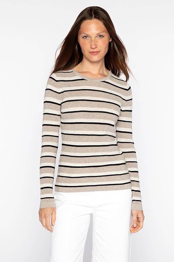 Kinross Thermal Stripe Crew Pullover available at Barbara Katz