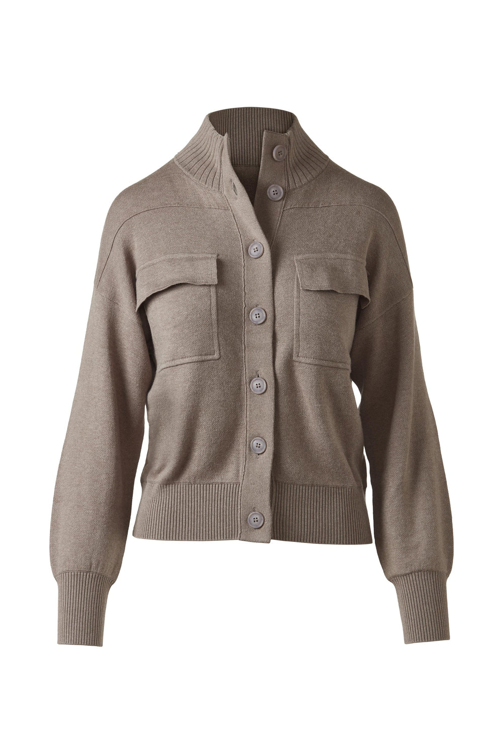 Kinross Doubleknit Button Mock Cardigan available at Barbara Katz