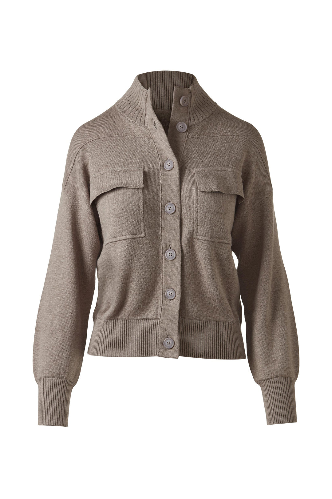 Kinross Doubleknit Button Mock Cardigan available at Barbara Katz