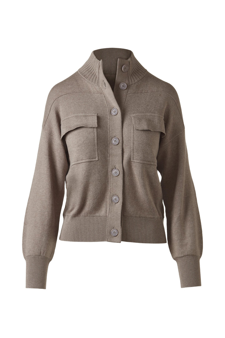 Kinross Doubleknit Button Mock Cardigan available at Barbara Katz