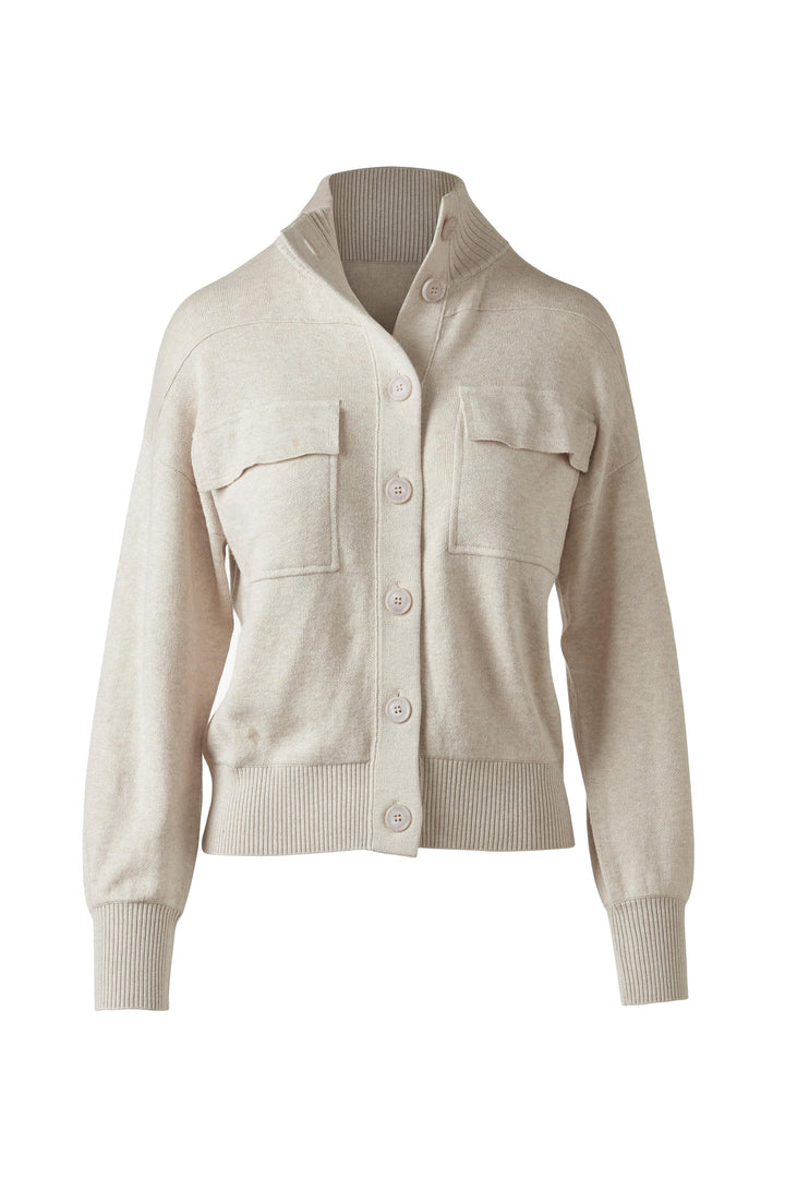 Kinross Doubleknit Button Mock Cardigan available at Barbara Katz