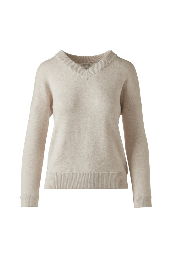 Kinross Doubleknit Easy Vee Sweater available at Barbara Katz