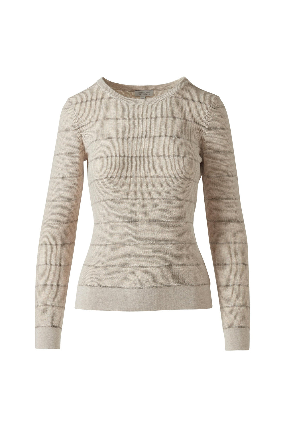 Kinross Thermal Lurex Stripe Crew Sweater available at Barbara Katz