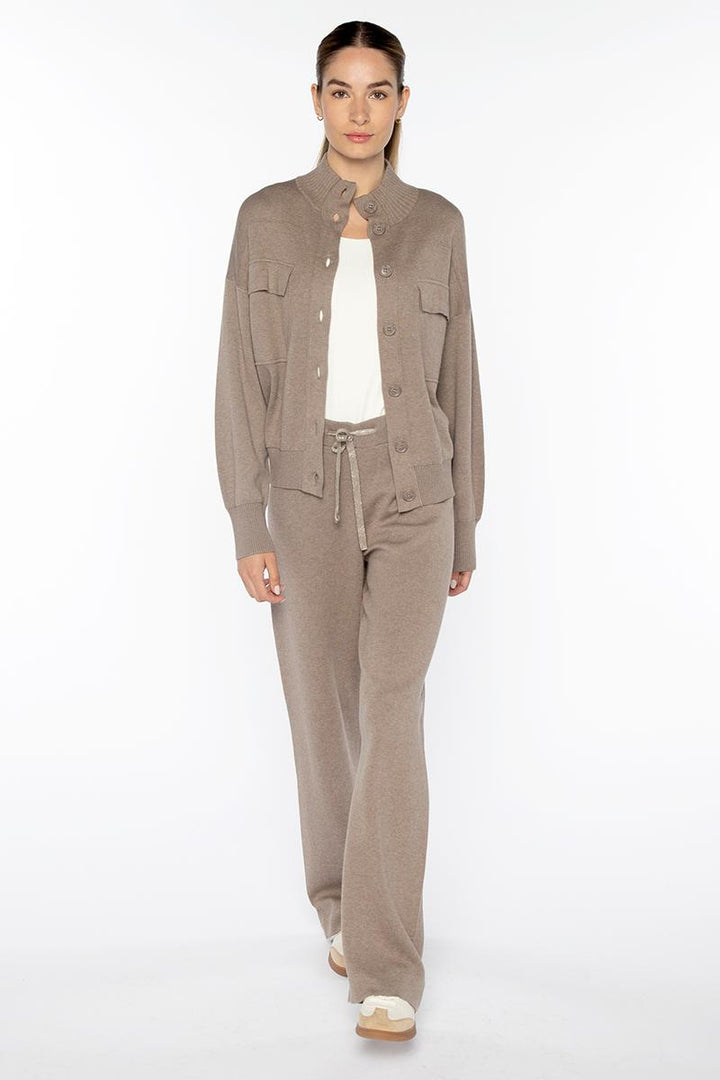 Doubleknit Button Mock Cardigan