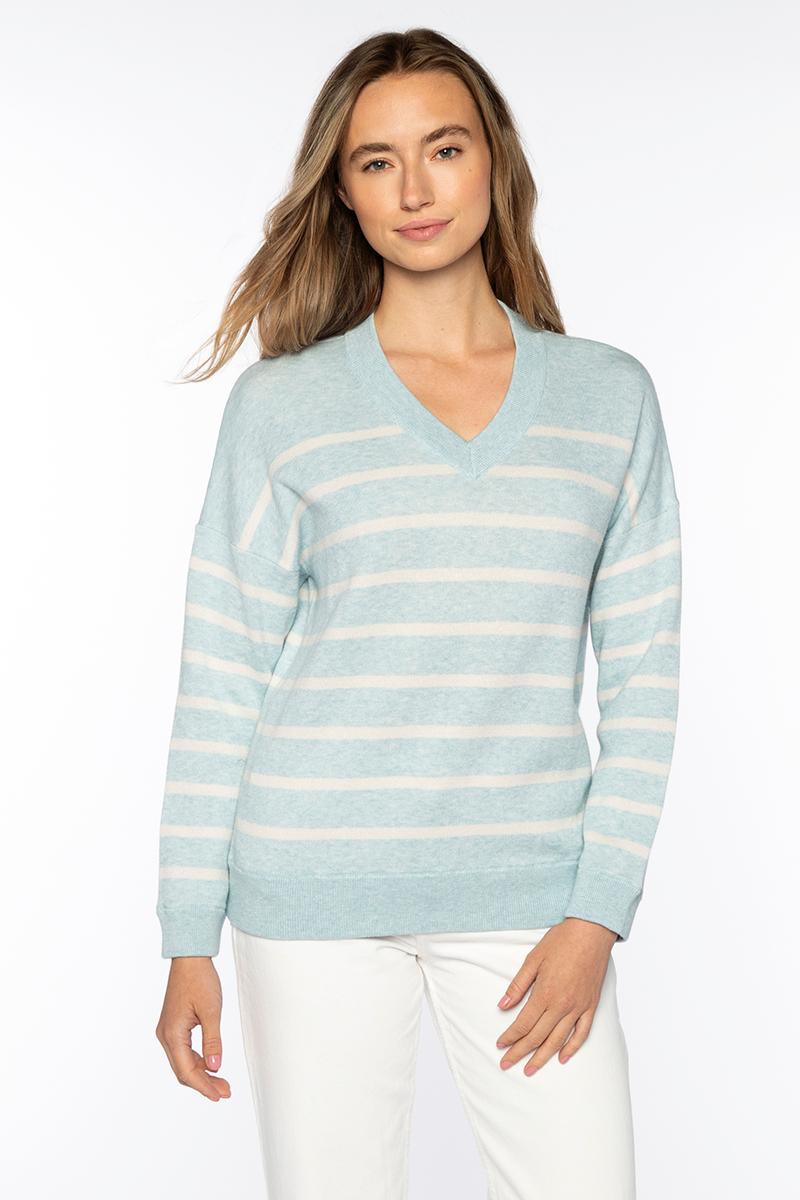 Kinross Doubleknit Easy Vee Sweater available at Barbara Katz